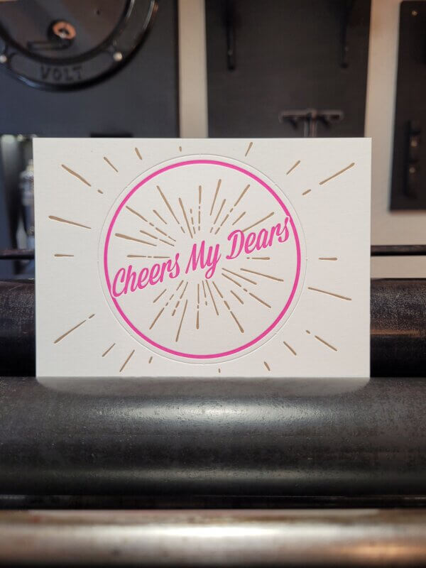 Bierdeckel Letterpress Karte Cheers My Dears